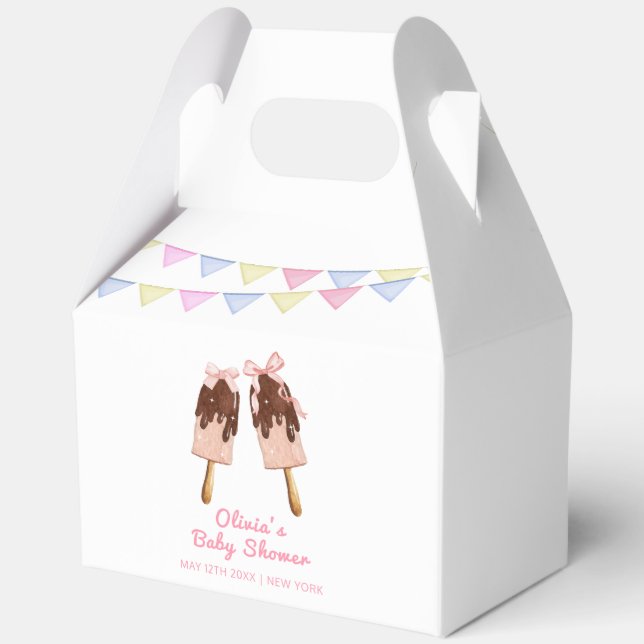 Caja Para Regalos Bow rosa Crema de hielo Baby Shower (Reverso )
