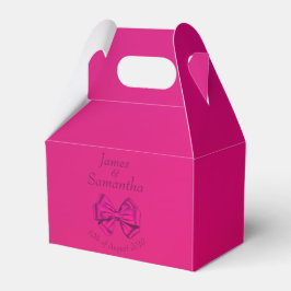 Caja Para Regalos Bow satinado rosado caliente -