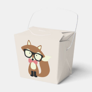 Caja Para Regalos Bow Tie and Glasses Hipster Brown Fox personalizad