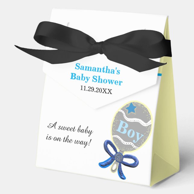 Caja Para Regalos Boy Baby Shower Blue Rattle (Anverso)