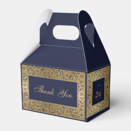 Caja Para Regalos Boy Baptism Navy Blue Vintage Gold Rosas Elegantes