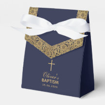 Boy Baptism Navy Blue Vintage Gold Rosas Elegantes