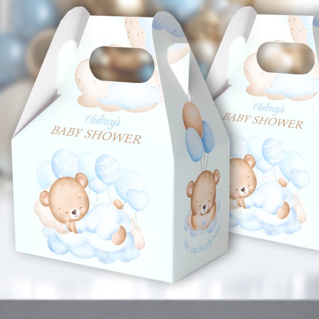 Caja Para Regalos Boy Blue Beige Bear Baby Shower Favorito Box (Boy Blue Beige Bear Favor Box - You can choose from 3 sizes by clicking on the STYLE dropbox.)