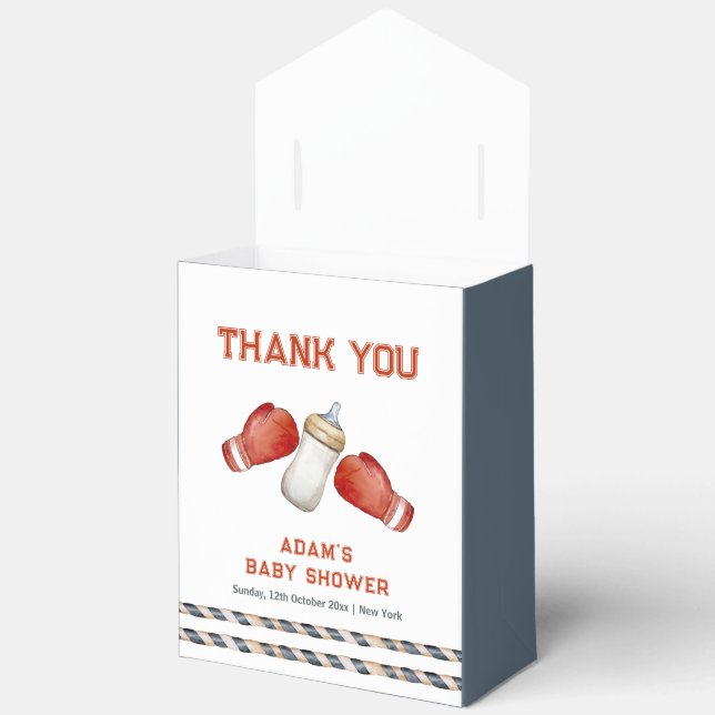 Caja Para Regalos Boy Modern Boxing Little Champion Baby Shower  (Abierto)