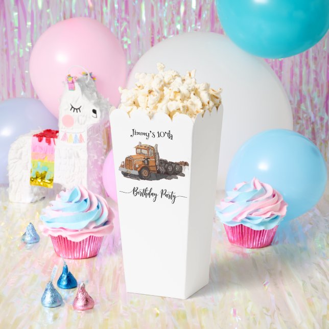 Caja Para Regalos Boys Birthday Party Orange Semi Truck (Fiesta)