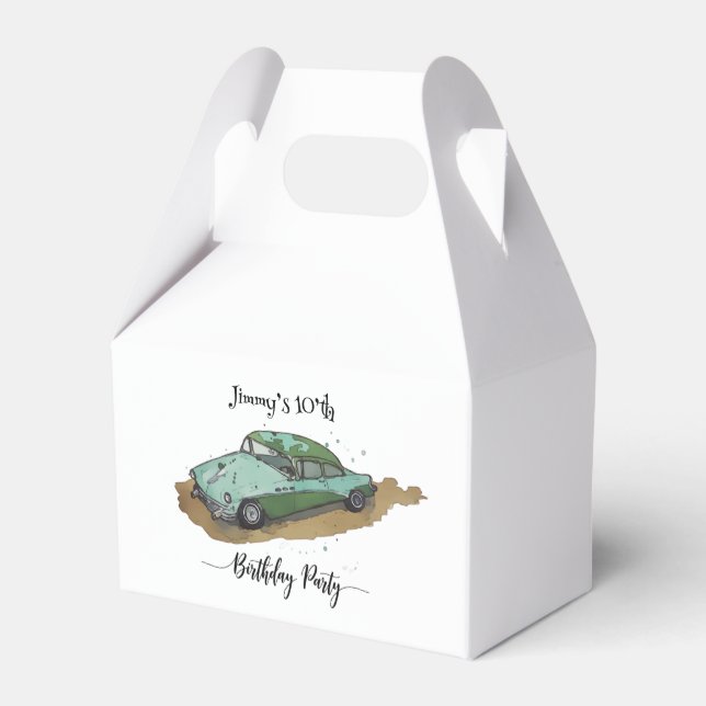 Caja Para Regalos Boys birthday party with two toned sedan (Reverso)