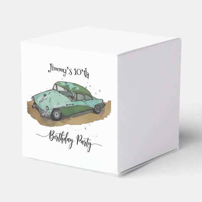 Caja Para Regalos Boys birthday party with two toned sedan (Reverso Costado)