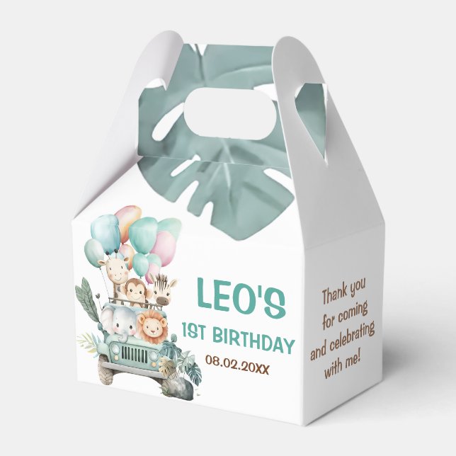 Caja Para Regalos Boys Cute Safari Birthday  (Front Side)