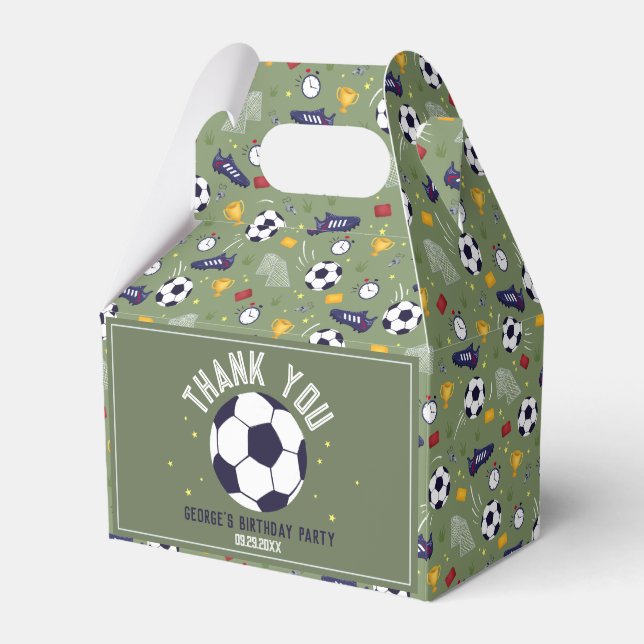 Caja Para Regalos Boys Green Soccer Sports Kids Birthday  (Front Side)