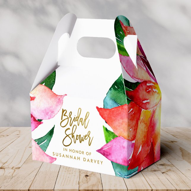 Caja Para Regalos Bridal Shower | Acuarela tropical Gracias (Subido por el creador)