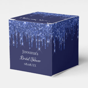 Caja Para Regalos Bridal Shower purpurina azul marino blanco gracias