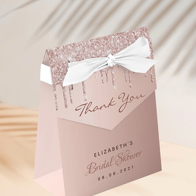 Caja Para Regalos Bridal Shower rosa goteo de oro gracias (Subido por el creador)