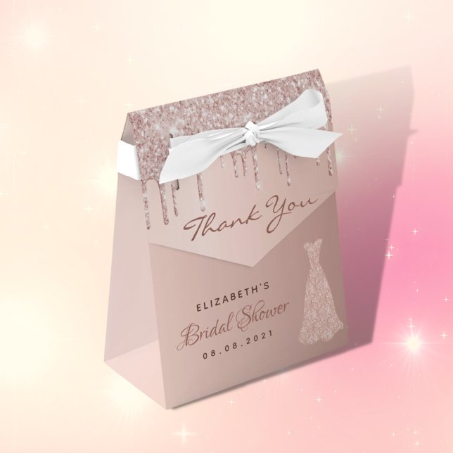 Caja Para Regalos Bridal Shower rosa purpurina de oro vestido gracia (Subido por el creador)