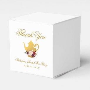Caja Para Regalos Bridal Shower Tea Fiesta Burgundy Floral Gold