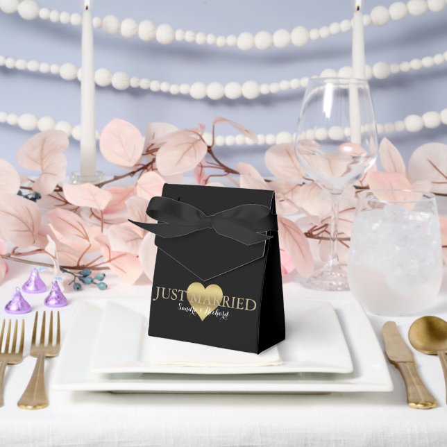 Caja Para Regalos BRIDE Black & Gold Heart Boda Bridal Party (Boda)