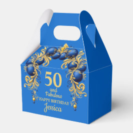 Caja Para Regalos Bright Blue and Gold 4"w x 2.5"l x 5"h
