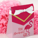 Caja Para Regalos Bright Pink Green Flamingo Birthday<br><div class="desc">With a clever cute phrase “you flaminGO girl”,  these pink favor boxes are fun for flamingo theme parties.</div>