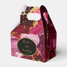 Caja Para Regalos Bright Red and Gold Marble Agate Birthday Party
