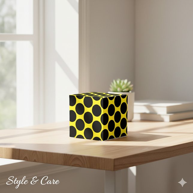 Caja Para Regalos Bright Yellow with Black Dot Style Classic 2x2x2 (Bright Yellow with Black Dot Style Classic 2x2x2 Favor Boxes)