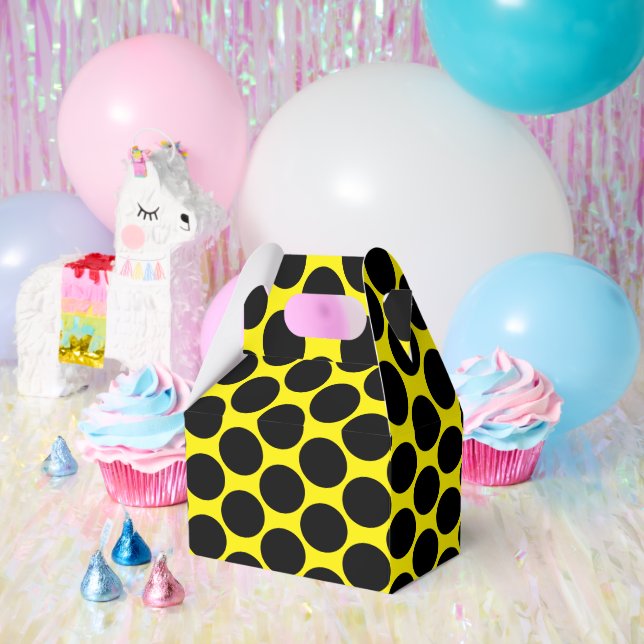 Caja Para Regalos Bright Yellow with Black Dot Style Gable 5x3x6.5 (Fiesta)
