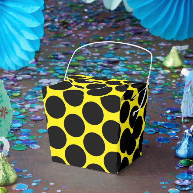 Caja Para Regalos Bright Yellow with Black Dot Style Take Out (Fiesta)