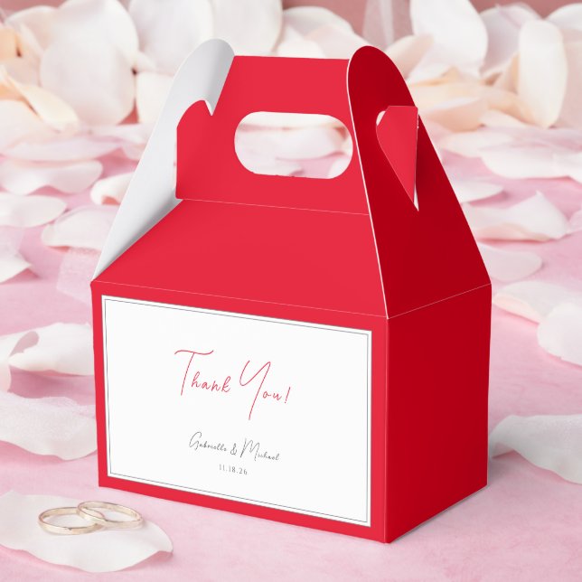 Caja Para Regalos Brillante Cherry Rojo Negrita Elegante Boda modern (Boda)