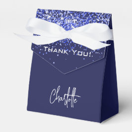 Caja Para Regalos Brillo azul marino destellos nombre gracias