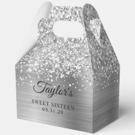 Caja Para Regalos Brillo Plateado Glam Sweet Sixteen