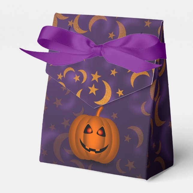 Caja Para Regalos Brimpkin brillante Halloween Moon Purple FavBox (Front Side)