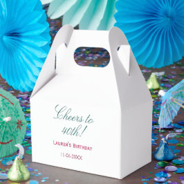Caja Para Regalos Brindis por cumpleaños 40 nombre fecha elegante az