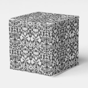 Caja Para Regalos Brocado de encaje damasco vintage en blanco y negr