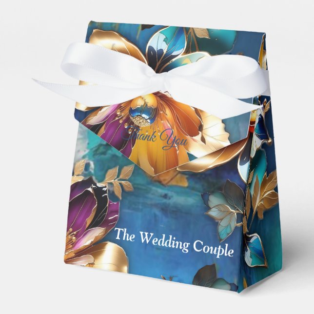 Caja Para Regalos Bronce abstracto, estilo barroco dorado azulado (Front Side)