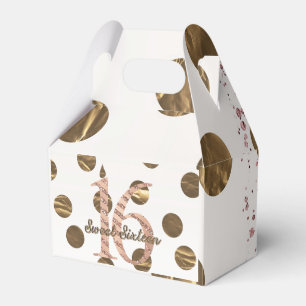 Caja Para Regalos Bronce Lunares Rosa Dorado Cumpleaños Dulces 16