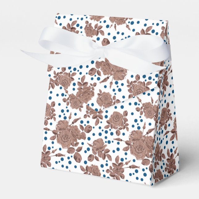 Caja Para Regalos Brown beige rose flowers on polka dot background  (Front Side)