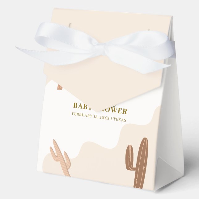 Caja Para Regalos Brown Neutral Modern Boho Cactus Baby Shower (Anverso)