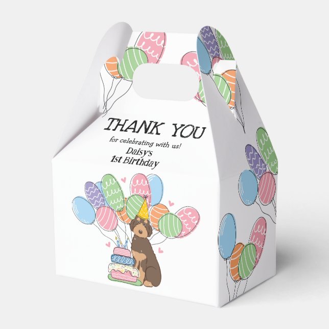 Caja Para Regalos Brown Tan Aussiedoodle Dog Cumpleaños Gracias (Front Side)