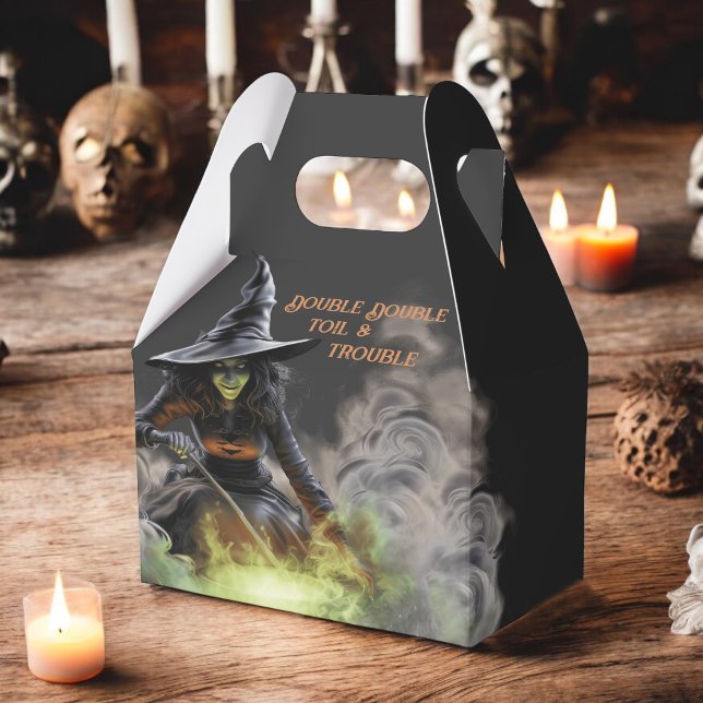 Caja Para Regalos Bruja con Cauldron en llamas Halloween (Subido por el creador)