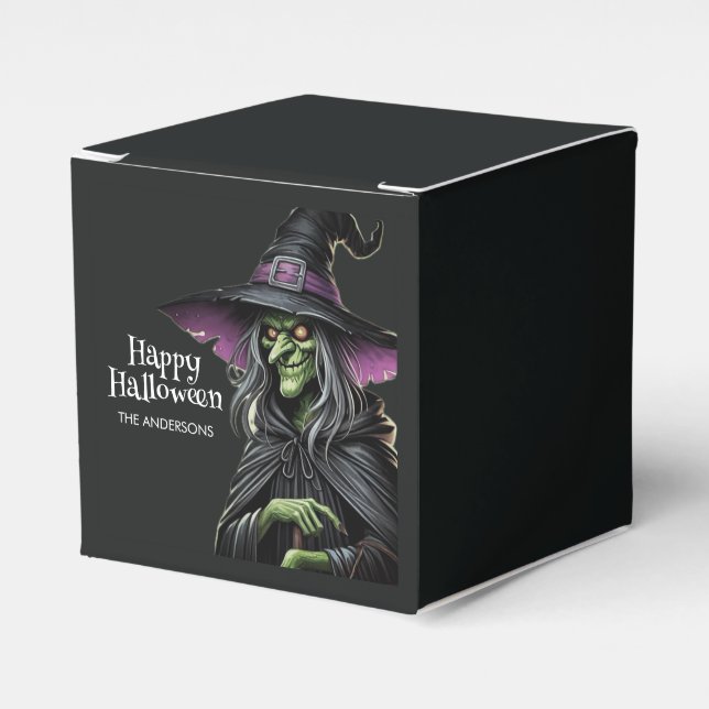 Caja Para Regalos Bruja negra asustada Feliz Halloween (Costado Anverso)