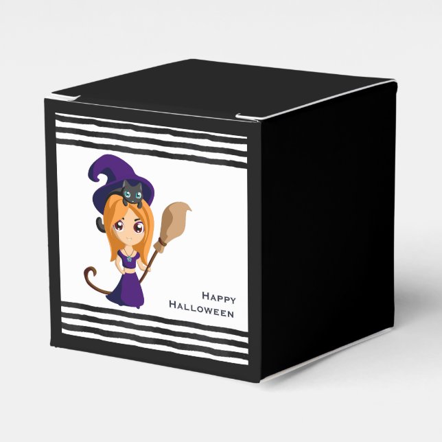 Caja Para Regalos Bruja suave en Halloween Gorra morado (Costado Anverso)