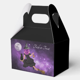 Caja Para Regalos Bruja voladora feliz Halloween personalizada