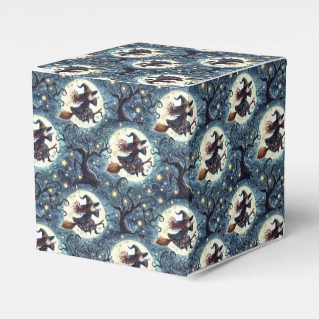 Caja Para Regalos Brujas, lunas y árboles torcidos (Costado Anverso)