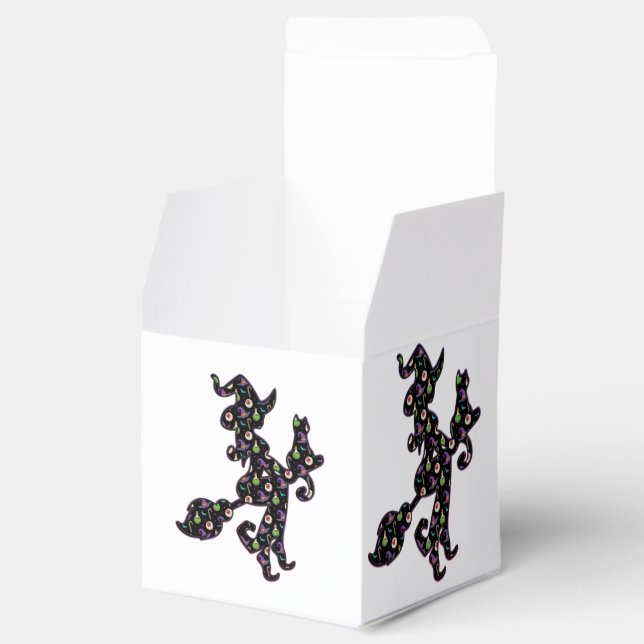 Caja Para Regalos Brujería Y Gato, Halloween (Abierto)