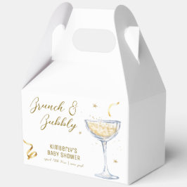 Caja Para Regalos Brunch Gold Elegante Bubbly Champagne Baby Shower