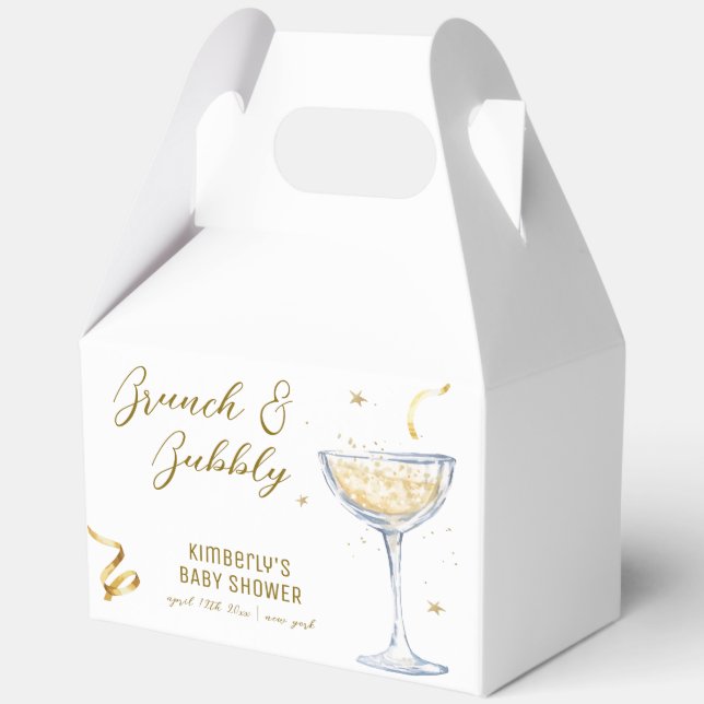 Caja Para Regalos Brunch Gold Elegante Bubbly Champagne Baby Shower (Reverso )