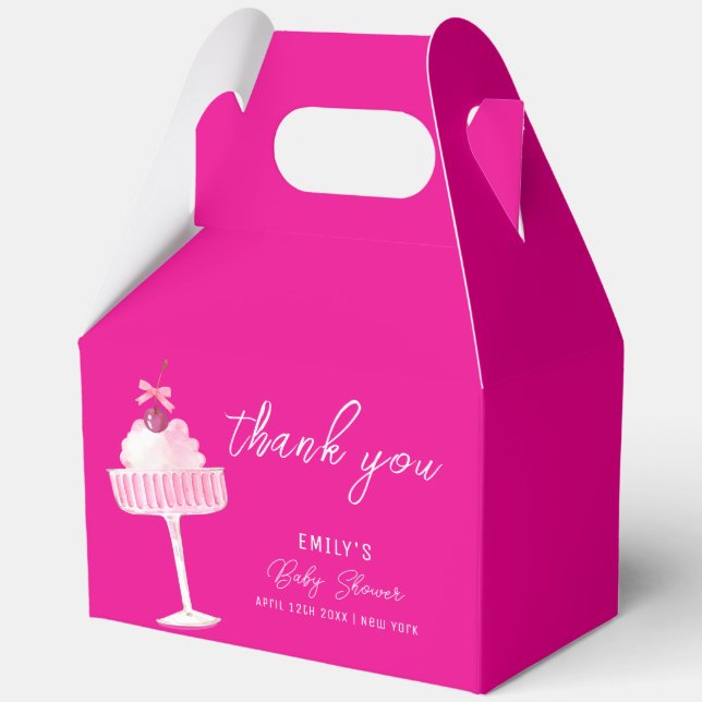 Caja Para Regalos Brunch rosa Bubbly Cherry Champagne Baby Shower (Reverso )