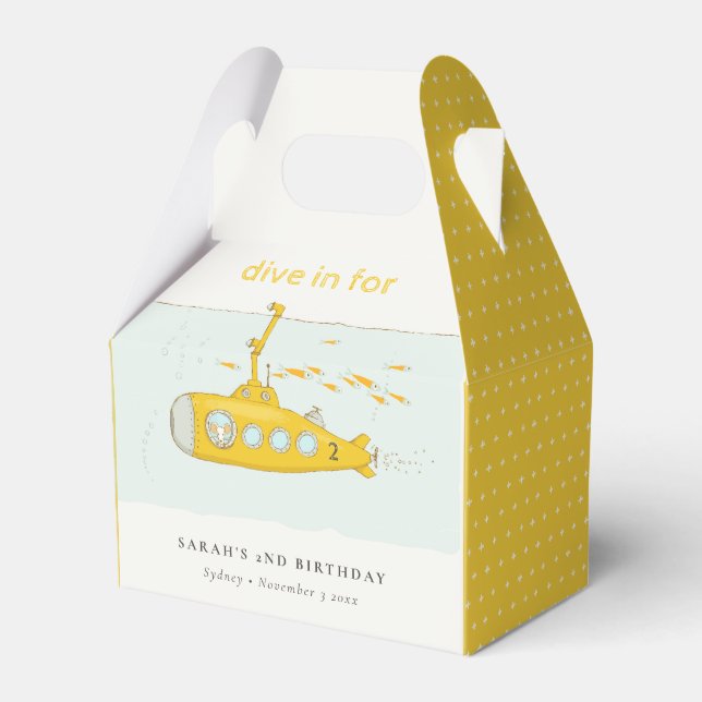 Caja Para Regalos Bucear en submarino submarino cumpleaños amarillo (Front Side)