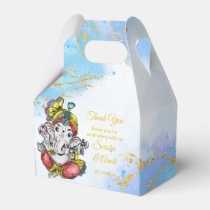 Caja Para Regalos Buenos favores de boda indios al oro azul Ganesha