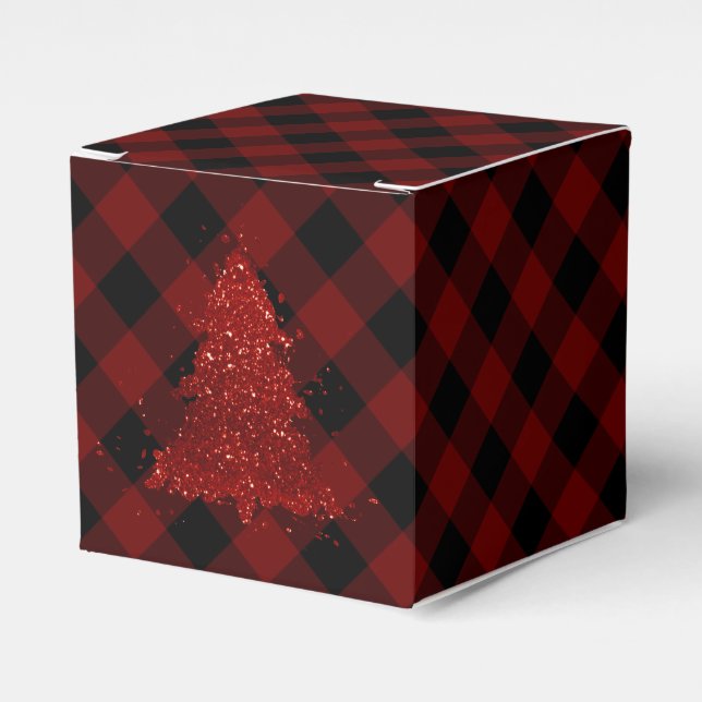Caja Para Regalos Búfalo de árbol de navidad rústico revestido con n (Costado Anverso)