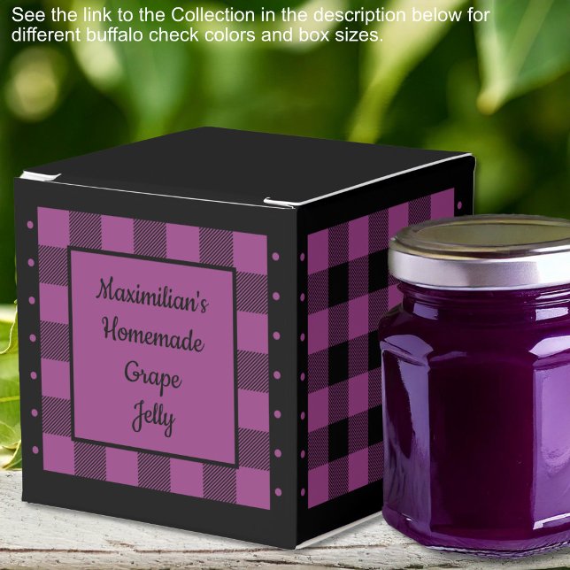 Caja Para Regalos Buffalo Check - Morado y Negro - Clásico (Buffalo Check - Purple and Black - Classic Favor Boxes by Leapfroglisics Shop)