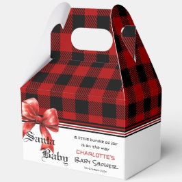 Caja Para Regalos Buffalo Plaid Watercolor Red Bow Baby Shower